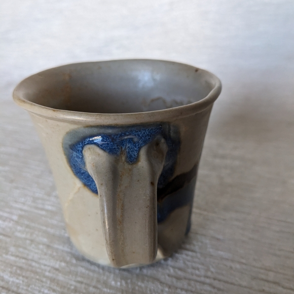 Pottery Coffee Or Tea Cup By Rob Grimes Tested By Fire Studio Blue  Brown Tan - Picture 3 of 11